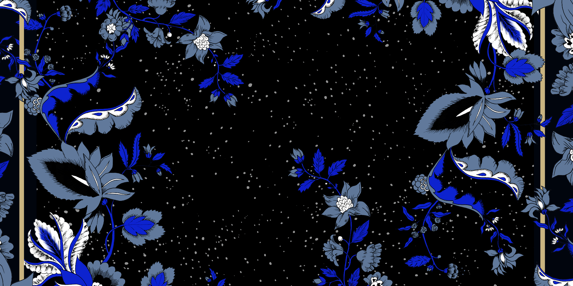 Nuit cachemire étoile filante motif foulard de soie illustration florale inspiration indienne