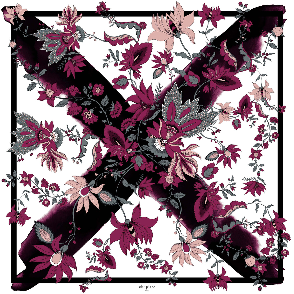 Petit carré de soie Le Parfum, fabriqué en France.Découvrez ce beau carré 100% soie, foulard rose motif floral pour homme et pour femme, roulotté à la main et fabriqué en France.