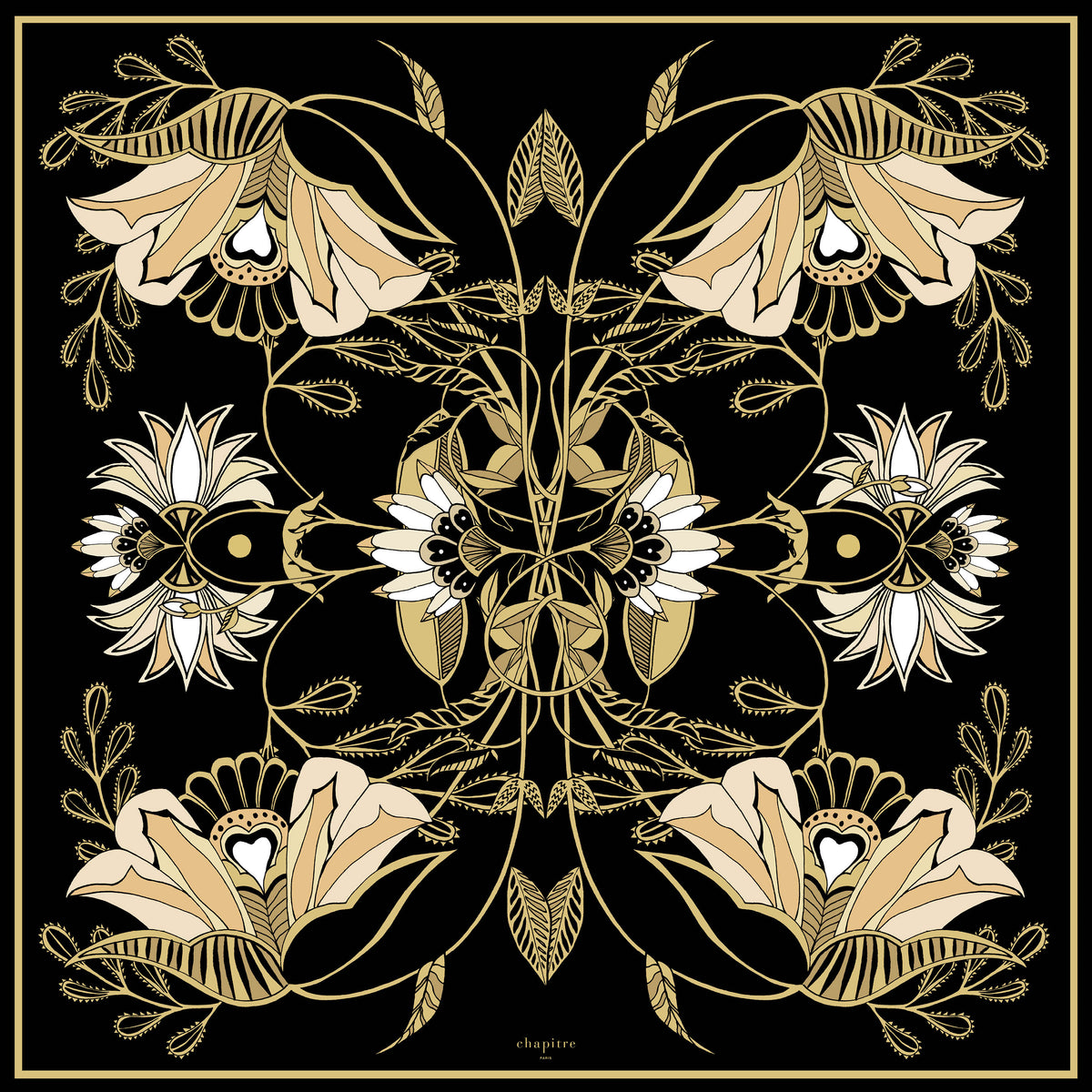 Carré de soie 90 Les Fleurs du MalRetrouvez dès à présent tous nos foulards en soie illustrés, roulottés à la main et fabriqués en France sur la boutique en ligne chapitreparis.fr